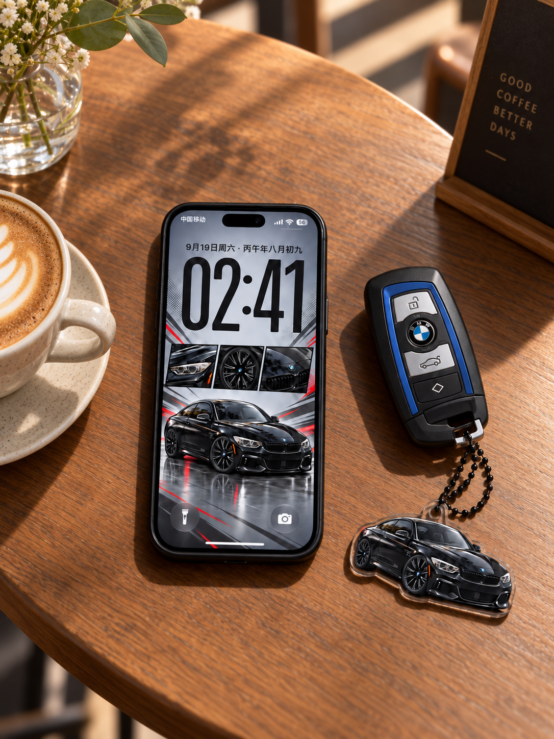 Personalized cartoon-style car wallpaper for a phone