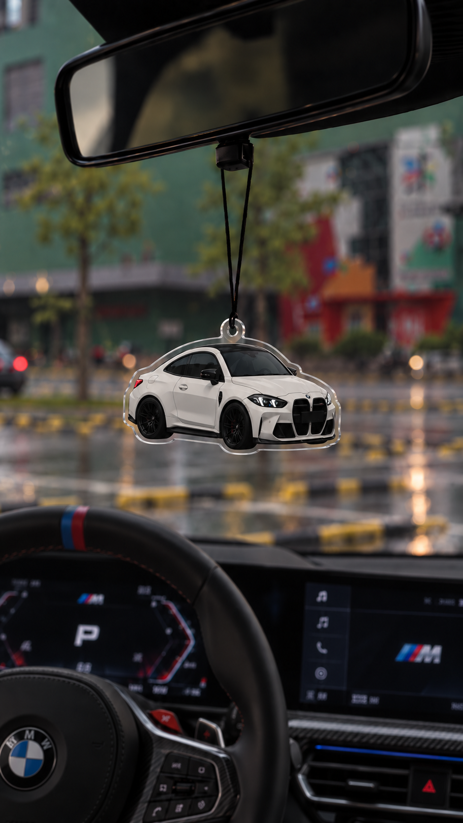 Custom car hanging charm with personalized vehicle artwork