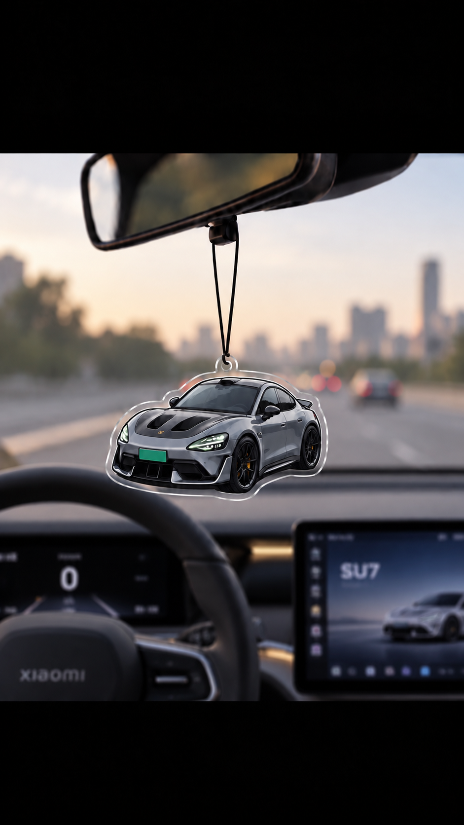 Personalized rearview mirror charm for car enthusiasts